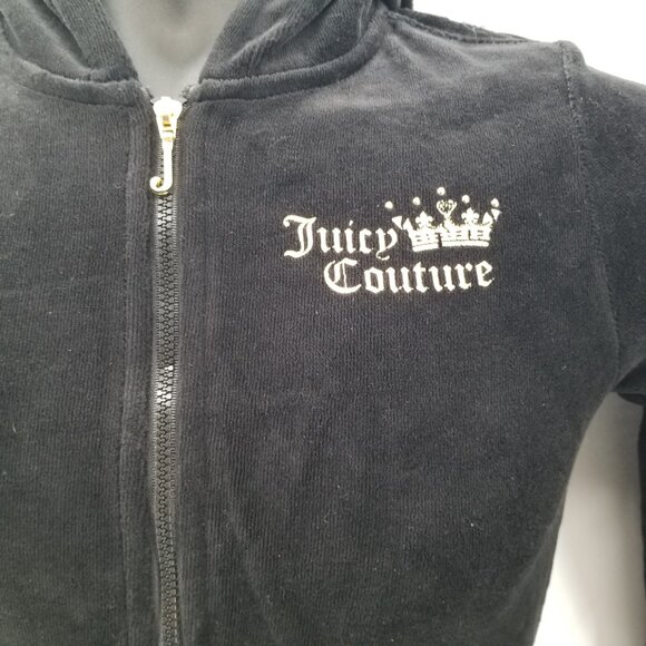 JUICY COUTURE TRACKSUIT  Rhinestones Black  VELOUR SIZE 8/10 - Picture 7 of 16